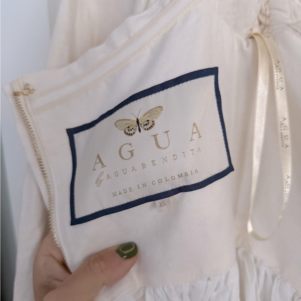 Agua by Agua Bendita Alheli Chivas Embroidered Linen Puff Sleeve Maxi Dress - Picture 7 of 11